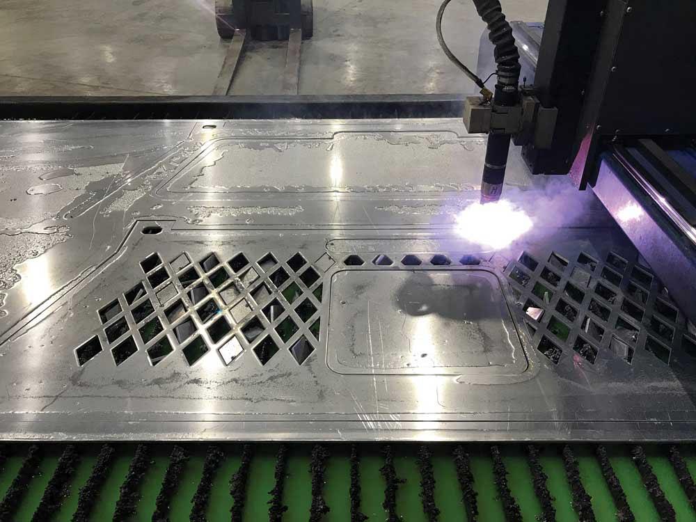 A detailed plasma cutting pattern.